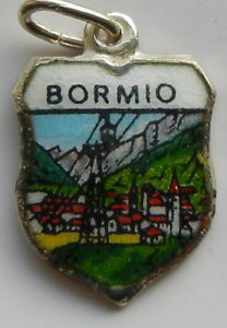 Bormio Italy - Tram - Vintage Enamel Travel Shield Charm